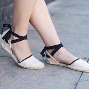 Soludos Classic Lace Up Espadrille Sandals Natural